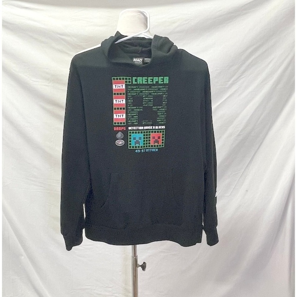 MAD ENGINE Black Minecraft Pullover Hoodies Boy's Size 14/16